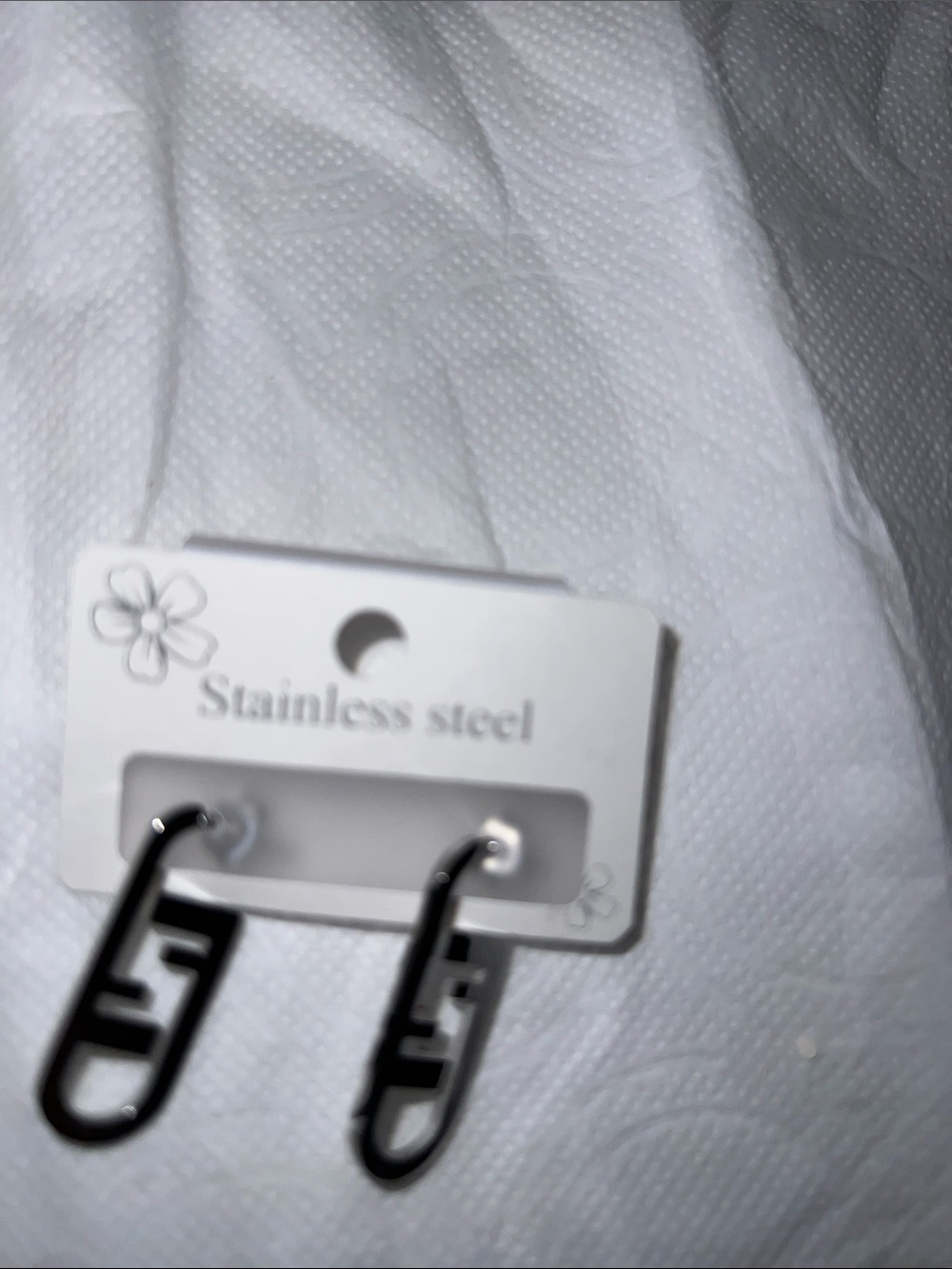 Stainless Steel Silver Mini Logo Hoop Earrings